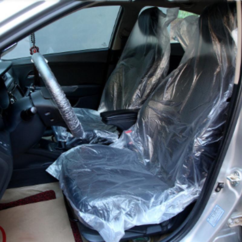 100pcs universal car disposable PE plastic soft seat cover waterproof car repair protective cover