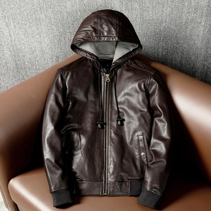 

Мужская куртка из натуральной козьей кожи Стильное бейсбольное пальто Повседневная верхняя одежда S