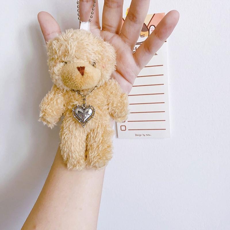 Mini Cute Plush Bear Keychain Pendant Lovely Plush Stuffed Animals Keyring Charm for Purse Bag Backpack Handbag