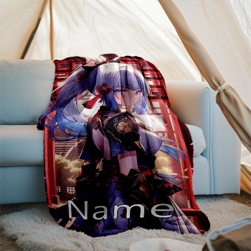 Personalized Custom Name Blanket - Genshin Impact Ayaka Kamisato Print Design,Blanket for Sofa,Bed,Travel,Camping - Soft and Warm, Great Gift
