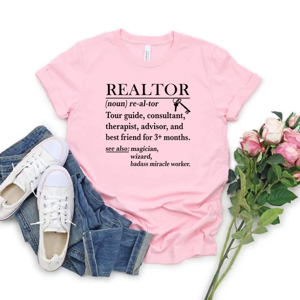 Immobilienmakler Definition T-Shirt Lustiges Immobilien T-Shirt Immobilienmakler Shirt Damenbekleidung Streetwear Lässige Oberteile Geschenk für Immobilienmakler