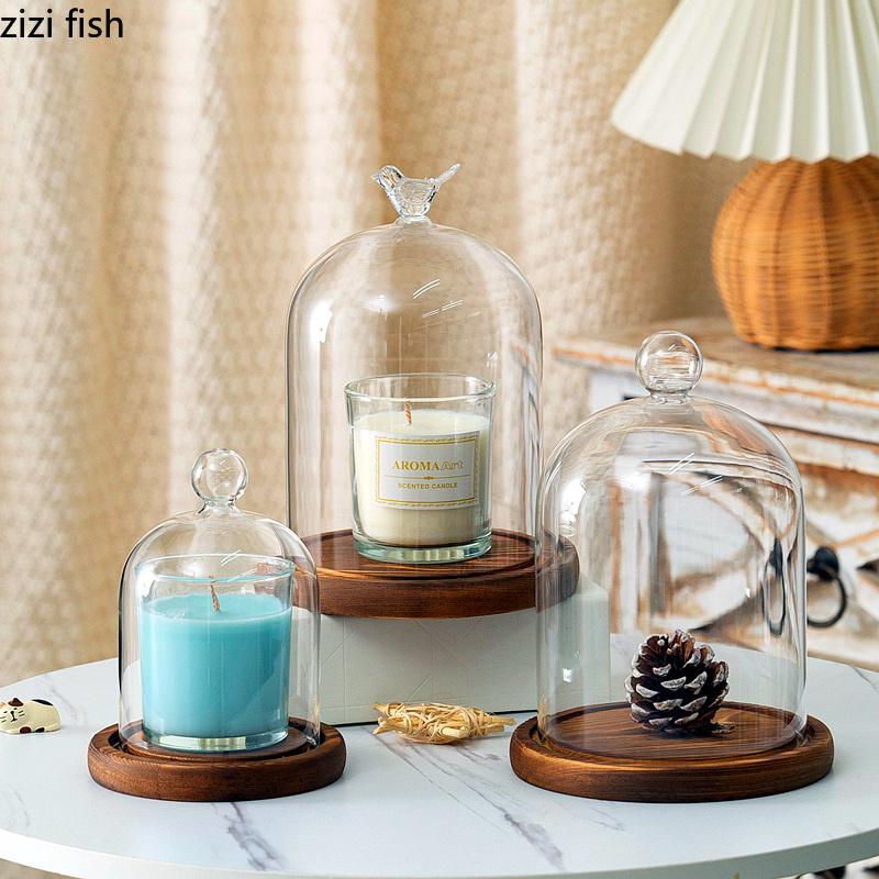 Preserved Flower Glass Cover Dust Cover Display Box Wooden Pallets Display Stand Ornament Crafts Decorative Shelves Shelf
