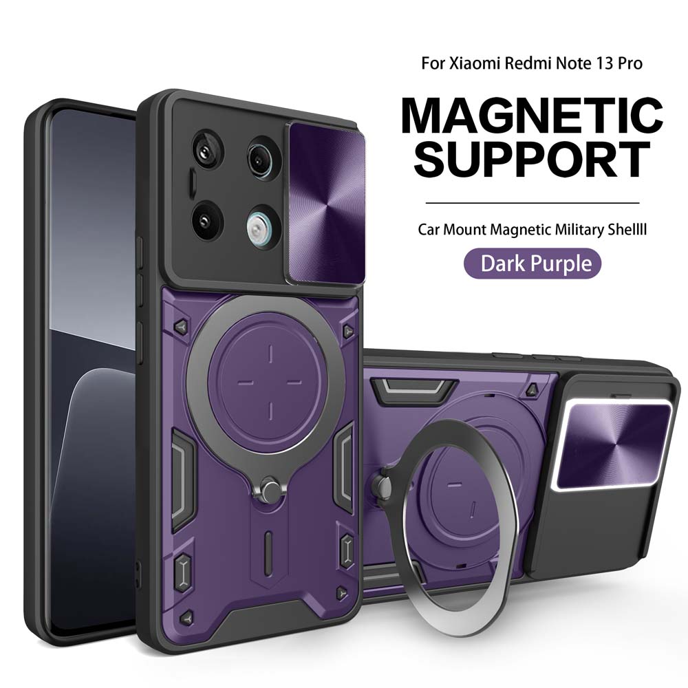 

Магнитный чехол Magsafe для защиты камеры для Redmi Note 13 12 11 10 Pro Plus 12s 11s 10s 13C Armor Гибридное металлическое кольцо Задняя крышка Redmi Note11Pro(5G) фиолетовый
