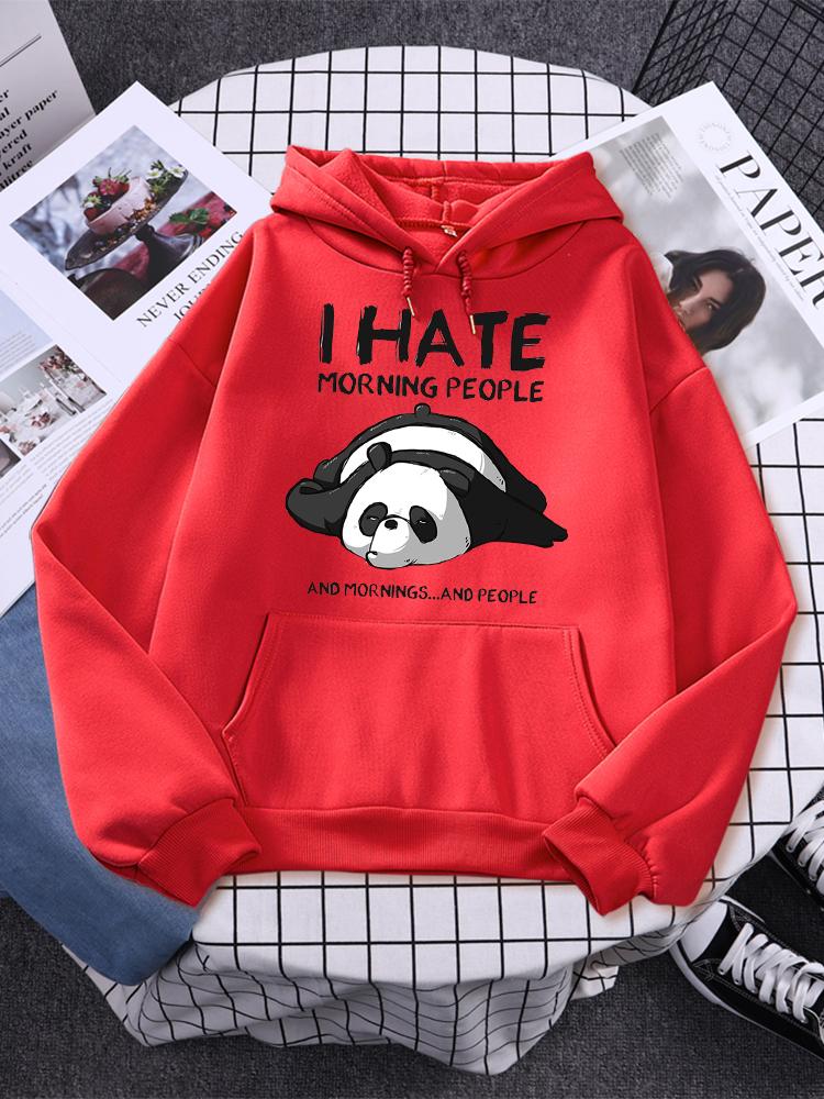

Lazy Panda I Hate Morning People Prints Hoody Woman Casual Hoodies Plus Size Sweatshirt Harajuku Girl Autumn Warm Sudaderas Tops S