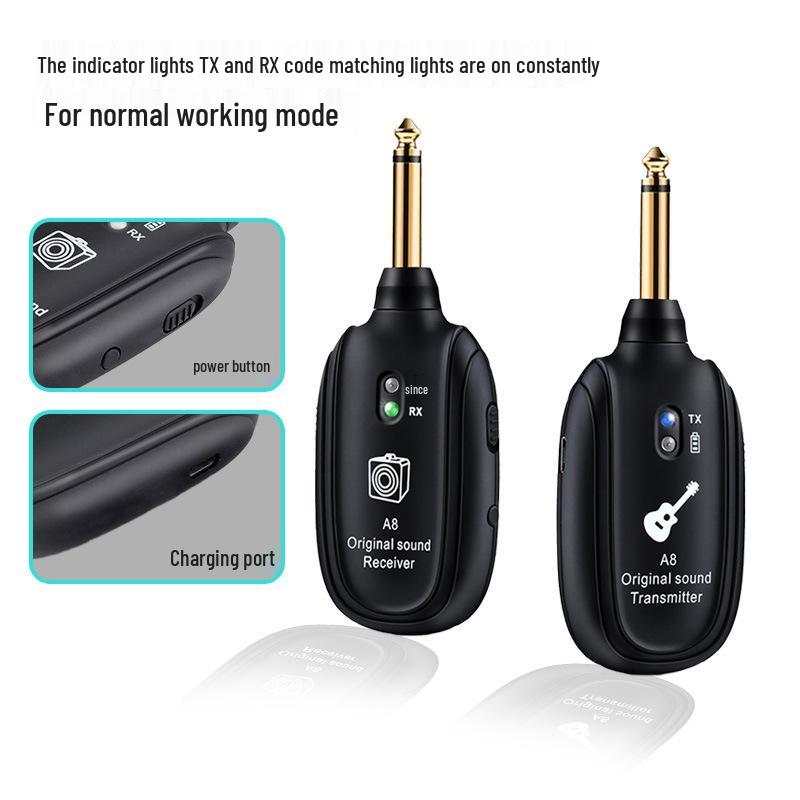 A8 Wireless Transceiver: Electric Guitar & Bass Audio Transmitter/Receiver.
