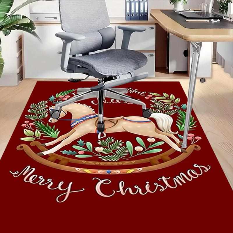 1PC Rocking horse Merry Christmas Extra Large Non Slip Floor carpet, Office, family, bedroom
