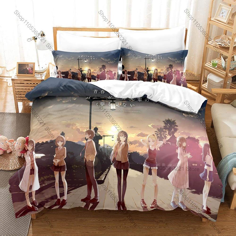 3 In 1 Sakurajima Mai Themed Bedding Set Cute Actress Design Breathable Fabric Bedroom Gift Print Stylish Home Decor