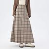 Women's 2026 Spring Retro Plaid High-Waist A-Line Skirt with Elastic Waist and Wide Hem