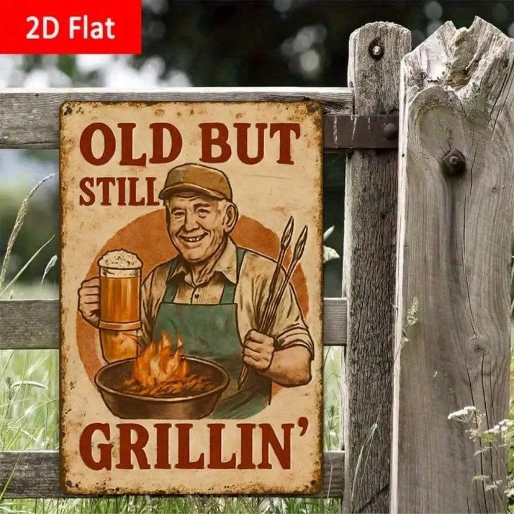 Vintage Rustic BBQ Tin Sign 8x12 Inch Retro Metal Wall Decor Patio Grill Retirement Gift For Men