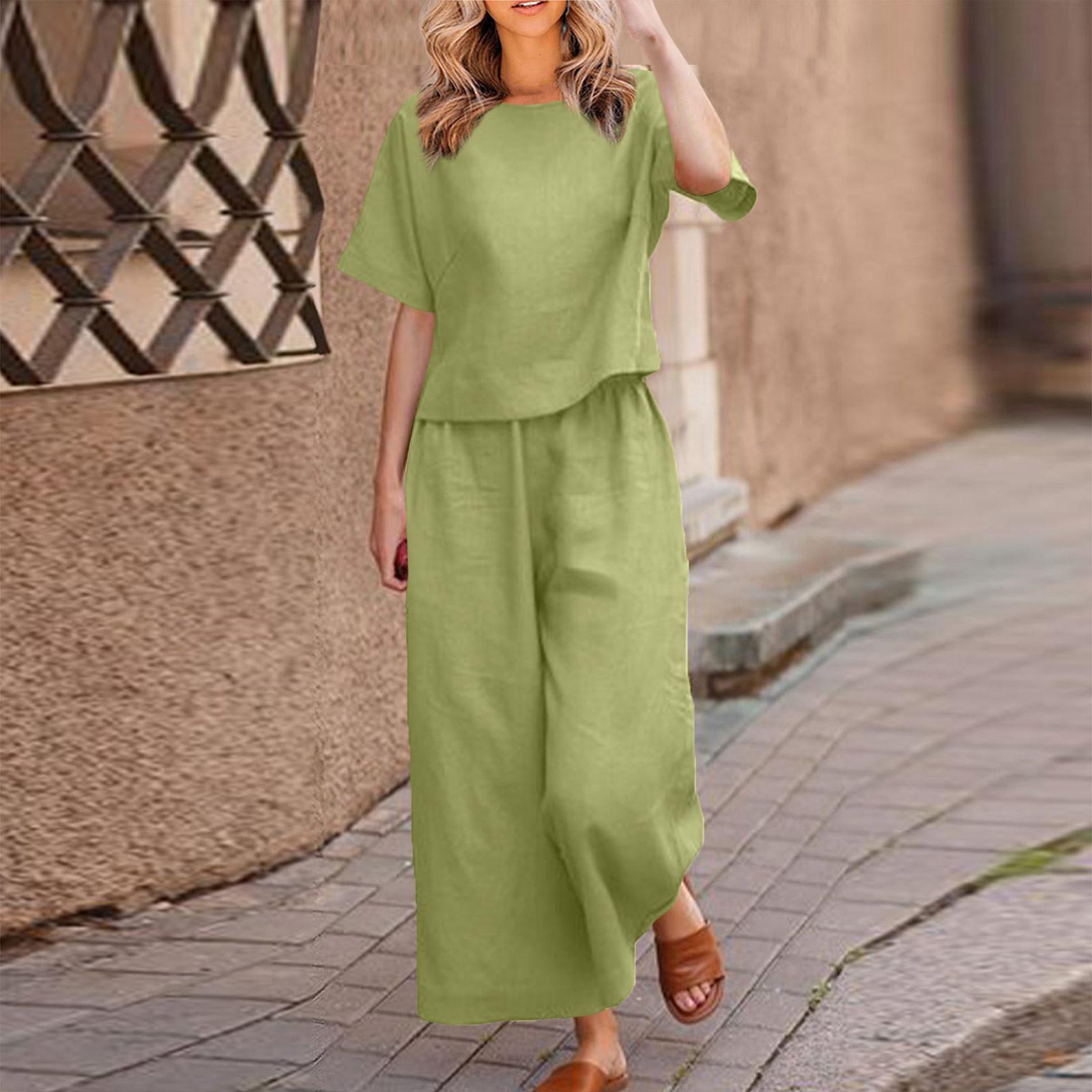 

Женская повседневная пуловерная рубашка с длинным и коротким рукавом с круглым вырезом, художественный однотонный повседневный костюм в стиле ретро XXL зелёный