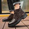 Martin Boots Men's Autumn High-top Casual Shoes Trendy Versatile Retro Leather Shoes British Style Tooling Short Boots Men's Shoes