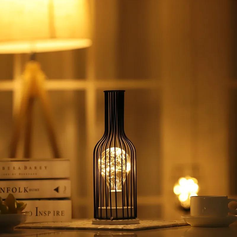 GGBingo DIY Creative Wine Bottle Decoration Night Light Nordic Iron Art Romantic Atmosphere Light Desktop Decoration Gift