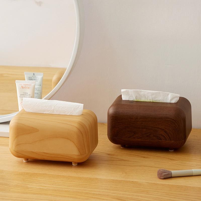 New Light Tissue Box, Living Room, Nordic Style Imitation Wood Grain Magnetic Suction Paper Box, Tissue Box