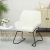 Lounge Chair With Wide And Padded Seat Upholstered In Velvet Metal Legs Cream Armchair For Living Room