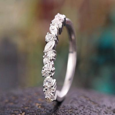 Huitan Fancy Silver Color Thin Ring for Women Inlaid Dazzling CZ Stone Exquisite Girls Finger Accessories Gift Statement Jewelry