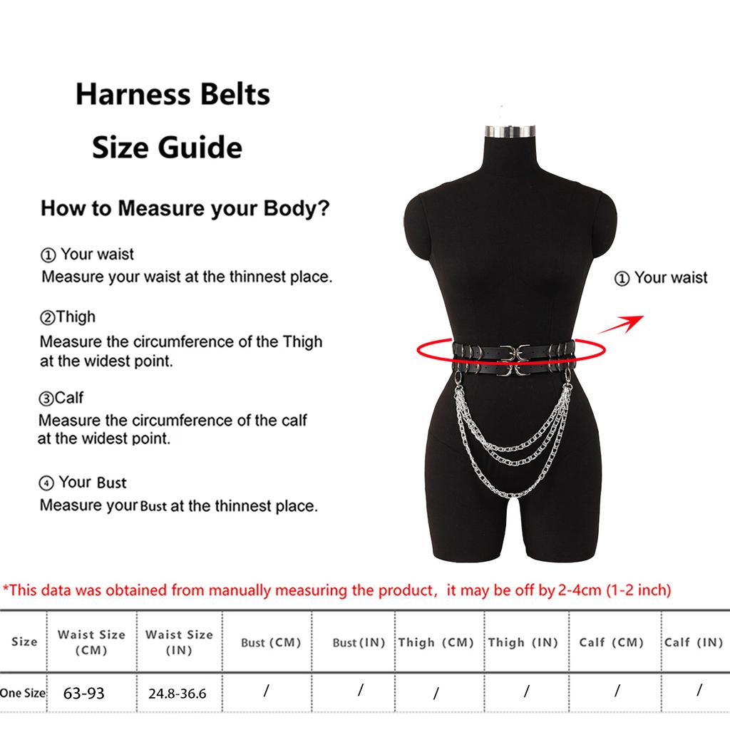 Women'S Fashion  Black Double Belt Chain Belt Leather Strap Daily Wear Accessories Waist Accessories Valentine'S Day Gift