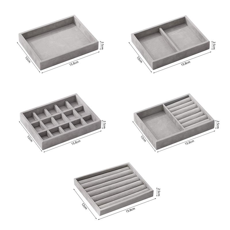 Velvet Jewelry Display Tray Case Stackable Exquisite Jewellery Holder Portable Ring Earrings Necklace Organizer Box S