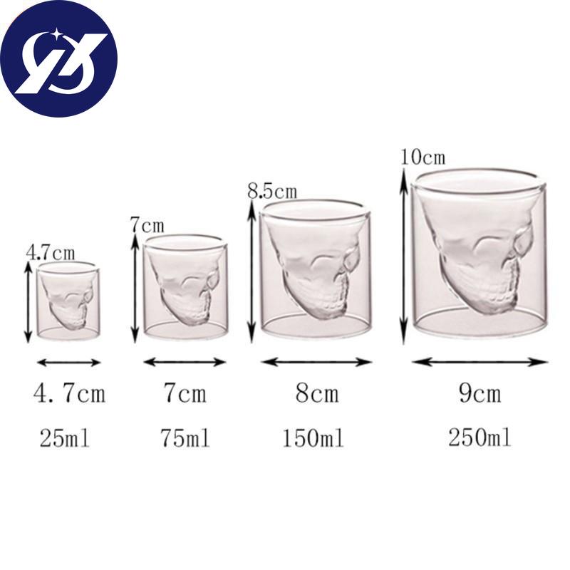Tazza da Caffè Tazza in Vetro a Doppia Parete con Testa di Teschio di Cristallo W skey Vino Vodka Bar Club Bicchiere da Birra Vino