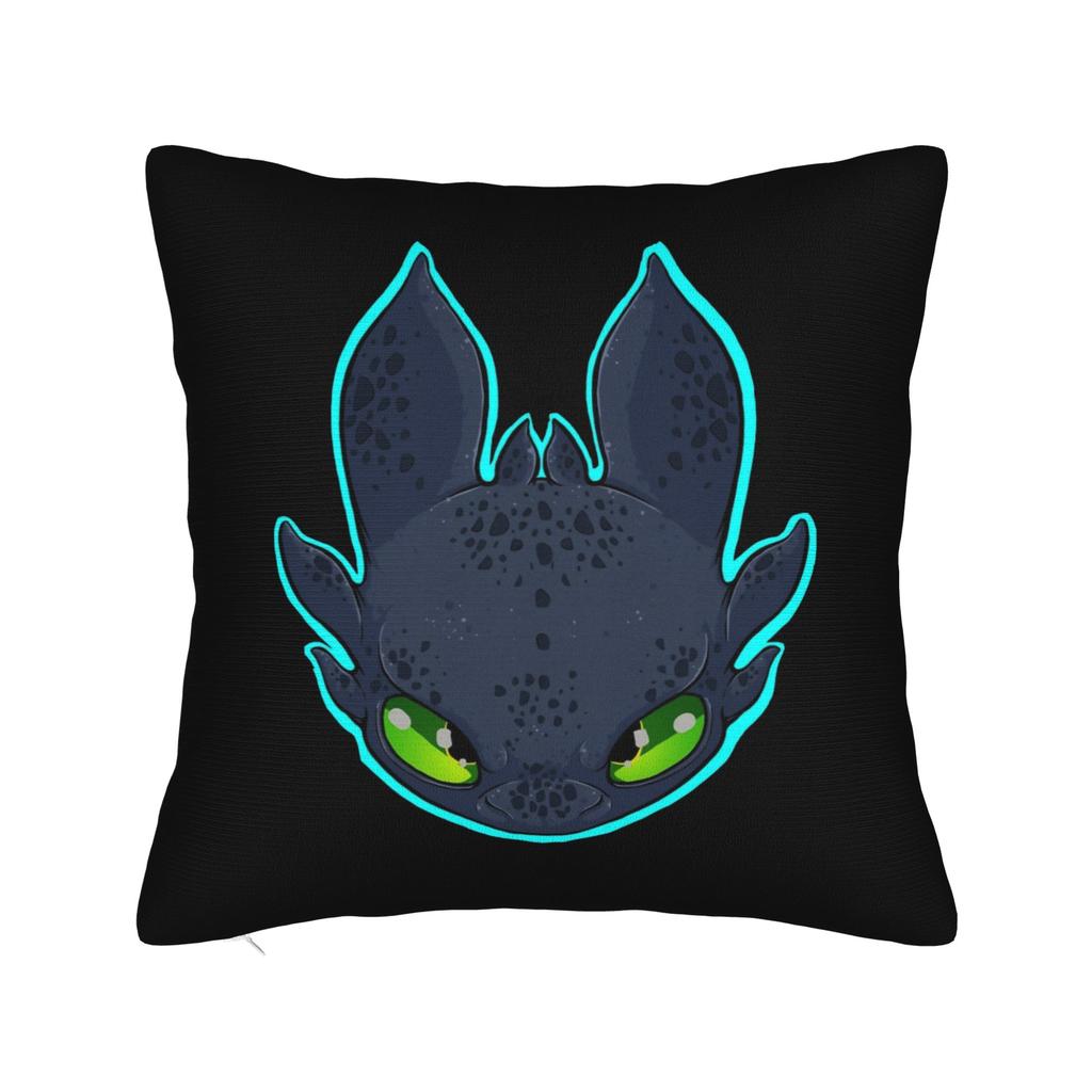 HTTYD Ohnezahn Quadratische Kissenhülle Kissenbezüge Fantastisch Polyester Dekor Sofakissenhülle für Wohnzimmer 40x40cm