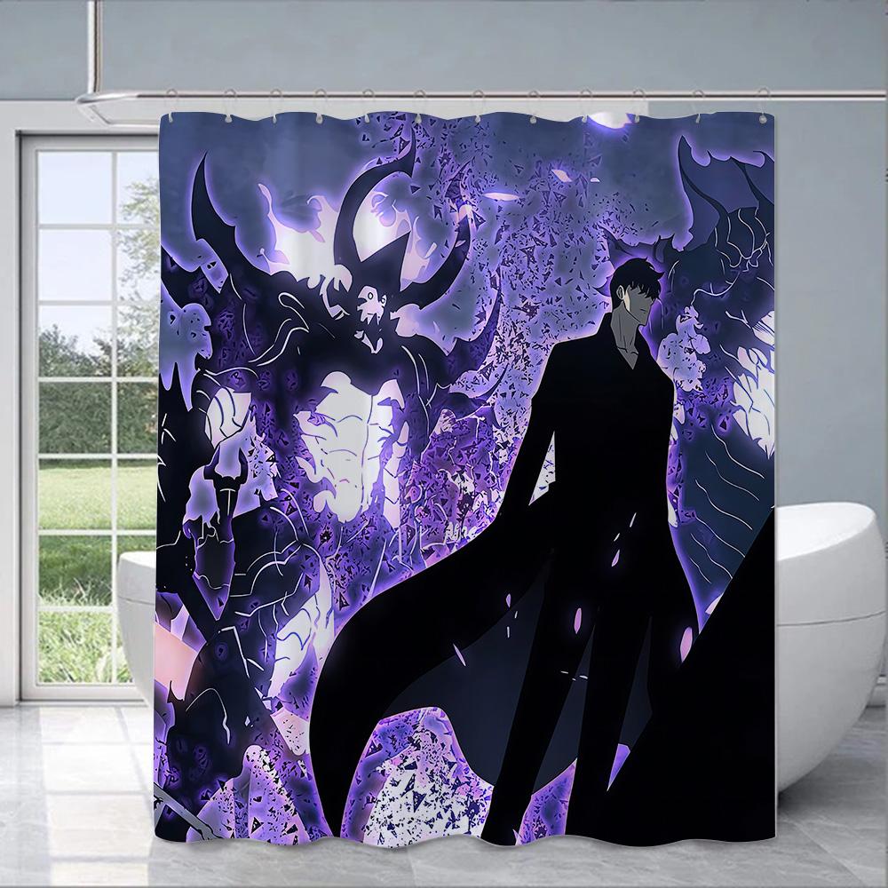 Solo Leveling Shadow King Shower Curtain Waterproof Polyester Fabric Paint Bath Curtains Home Bathroom Decor Curtain With Hook