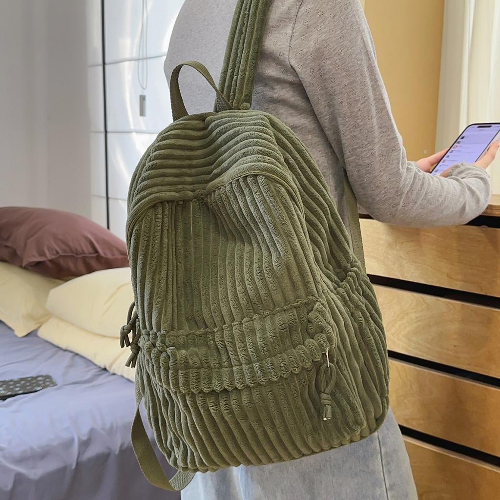 Sac à dos en velours pour l'école pour femmes automne et hiver nouvelle version coréenne simple étudiants du collège et du lycée grande capacité décontracté velours côtelé