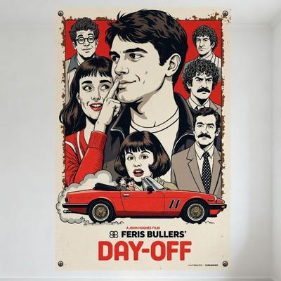 Ferris macht blau Retro Filmplakat Metallblechschild Vintage 80er Grafikdesign für Heimbar Club Wanddekoration