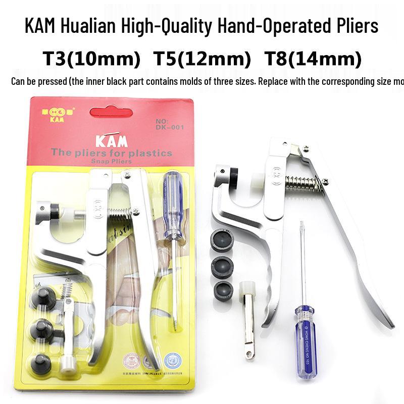 New T3T5T8 Hand Press Pliers for Plastic Resin Four-Button Snap Fastener Installation
