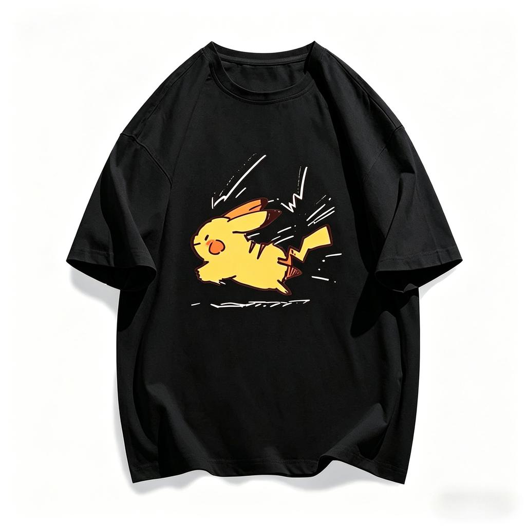 Summer Pok mon Anime Pikachu Cotton Oneck Printed Tshirt for ChildrenAdults Harajuku Casual Versatile Short Sleeve Y2K Top