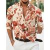 Men's floral shirt long sleeved sports fashion outdoor casual daily autumn and winter flat printed button down collar shirt