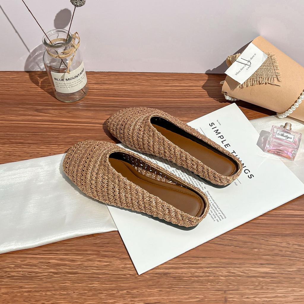 Grape Mother Summer New Woven Bag Head Cool Slippers Women's Small Fragrant Temperament Muller Shoes Women's Empty Single Shoes Women's Summer