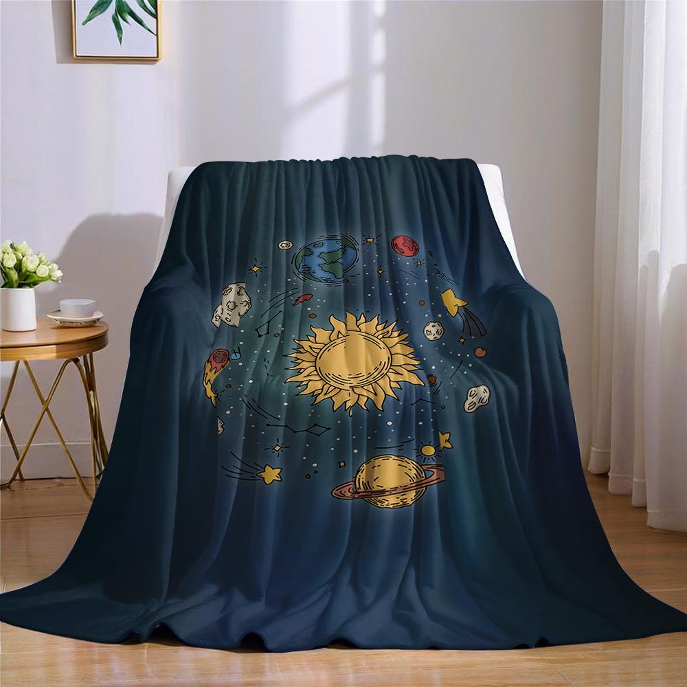 Cosmic Circle Flannel Blanket Warm Soft Halloween Christmas Couch Warm Cozy Decorative Decor Gift for All Season