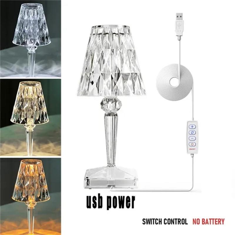 

Алмазная настольная лампа акриловые декоративные настольные лампы для спальни прикроватный бар хрустальные светильники подарочный светодиодный ночник