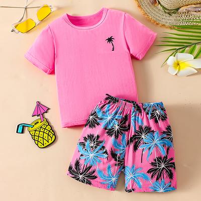 Summer 3D Print Children's Vacation Leisure Wind Suit Boy Comfortable Short-sleeved Girls Beach Cute Shorts