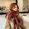 2025 Korean imitation cashmere scarf women's autumn and winter high-end warm shawl cute versatile plaid scarf