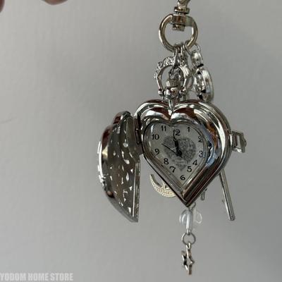 Hohles Herz Taschenuhr Kette Schlüsselanhänger Original Design Steampunk Uhr Vintage Halsketten Anhänger Schmuck Uhr Männer Frauen Geschenk