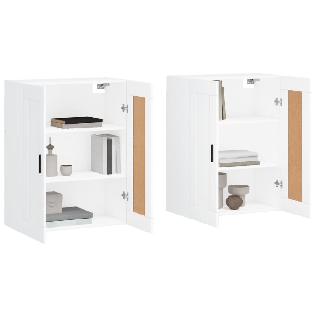 Wall Cabinets 2 pcs White Wood Based Material