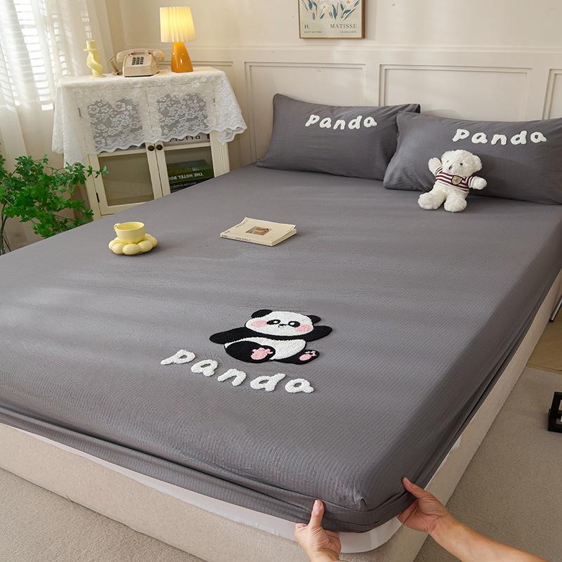 Washed Cotton Fitted Sheet Single Piece New Mattress Cover Protective Cover Bed Sheet Cover Student Dormitory Machine Washable