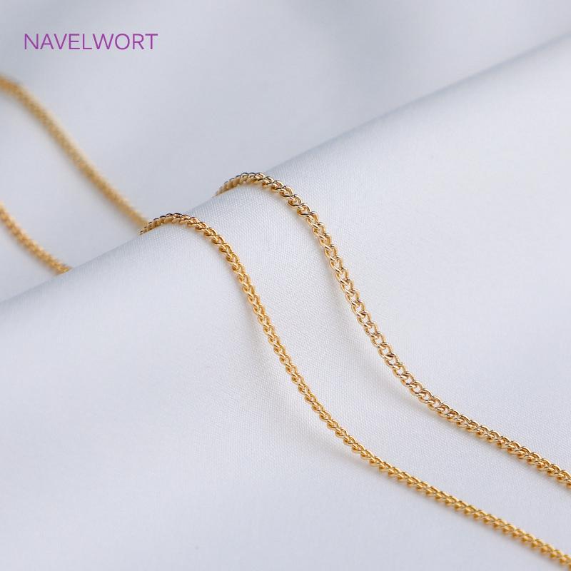 No Fade 14K Gold Plated Thin Curb Chain,Supplies For Women Necklace Bracelet Making Findings Side Chain Wholesale