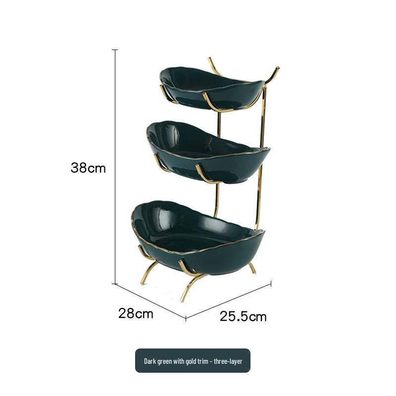 Light Luxury 3-Tier Ceramic & Iron Dessert Fruit Stand