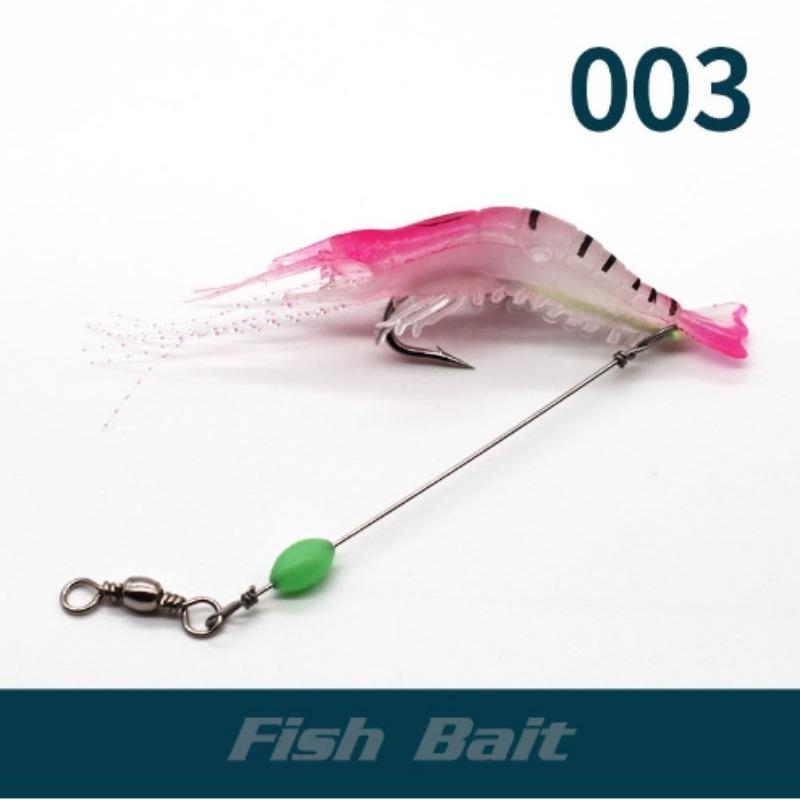 2PCS Built-in Hook Bait Shrimp Kit Luminous Shrimp Lure Soft Plastic Fishing Sabiki Silicon Shrimp Bait Fishing Bait
