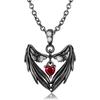Zinc Zinc Alloy Bat Wings Pendant Necklace Red Rhinestone Halloween Heart Choker Gothic Clavicle Chain  Girls