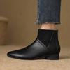 Fashion 2025 Autumn/Winter Women Boots Genuine Leather Women Shoes Round Toe Chunky Heel Shoes Ankle Boots Modern Chelsea Boots