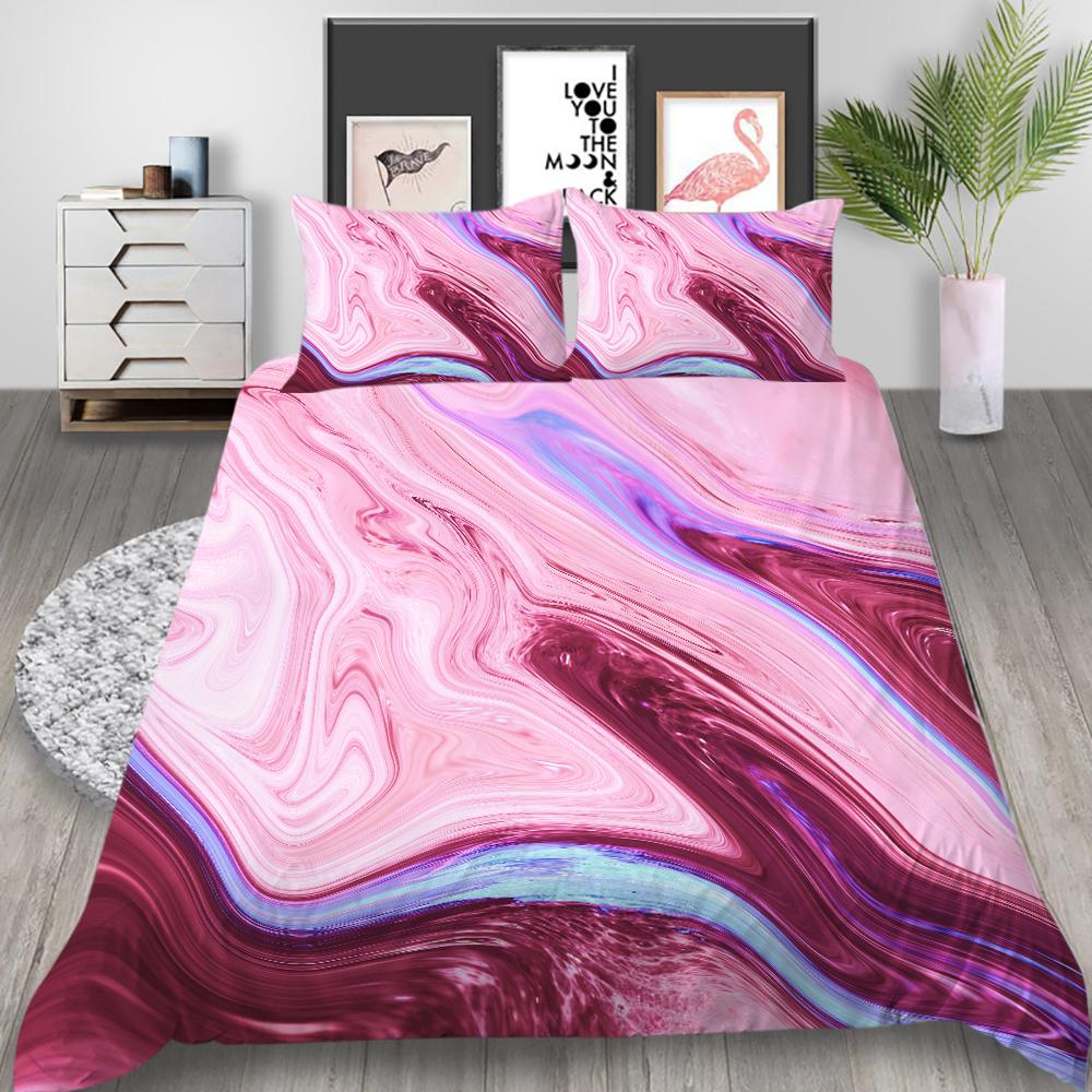 3D Color Halo Printing Bedding Single Double Bed Full Size Quicksand Pattern Pillowcase and Quilt Cover Washable and Comfortable Home Decoration