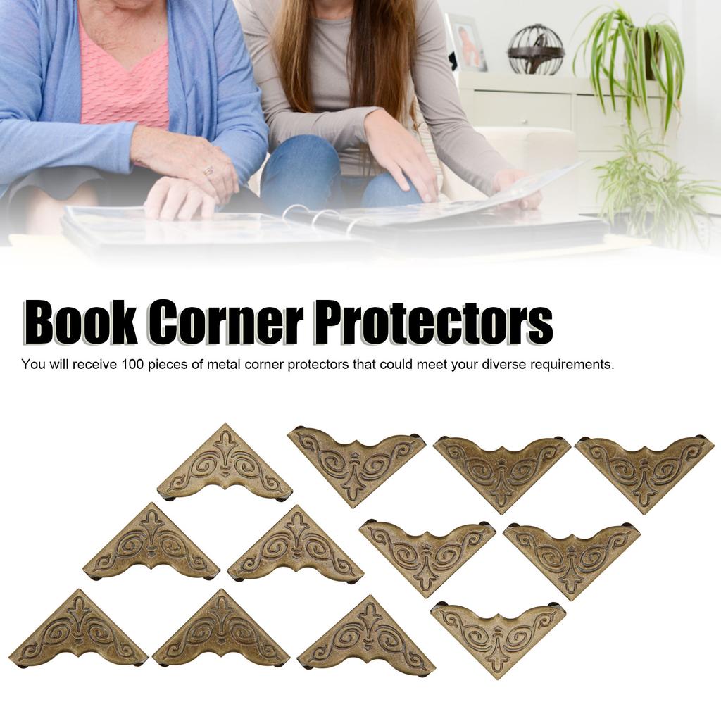 100Pcs Book Corner Protectors Vintage Appearance Premium Metal High Hardness Wide Application Metal Corner Protector