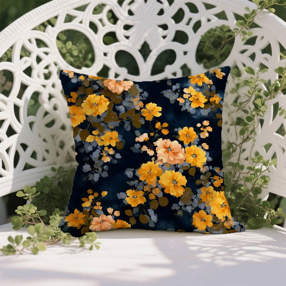 N-Niche Fresh Prints Style Art Pillow Case Anti-dustmite Pillowcase Invisible Zipper Silky Short Plush Sofa Cushion Cover