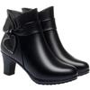 Mom Shoes Autumn and Winter Soft Leather Cotton Shoes, New Short Boots Thick Heel Velvet Boots Bow    and Elderly Women's Shoes