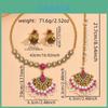 Retro Floral Pendant Necklace And Earrings With Artificial Pearl Accents For Women