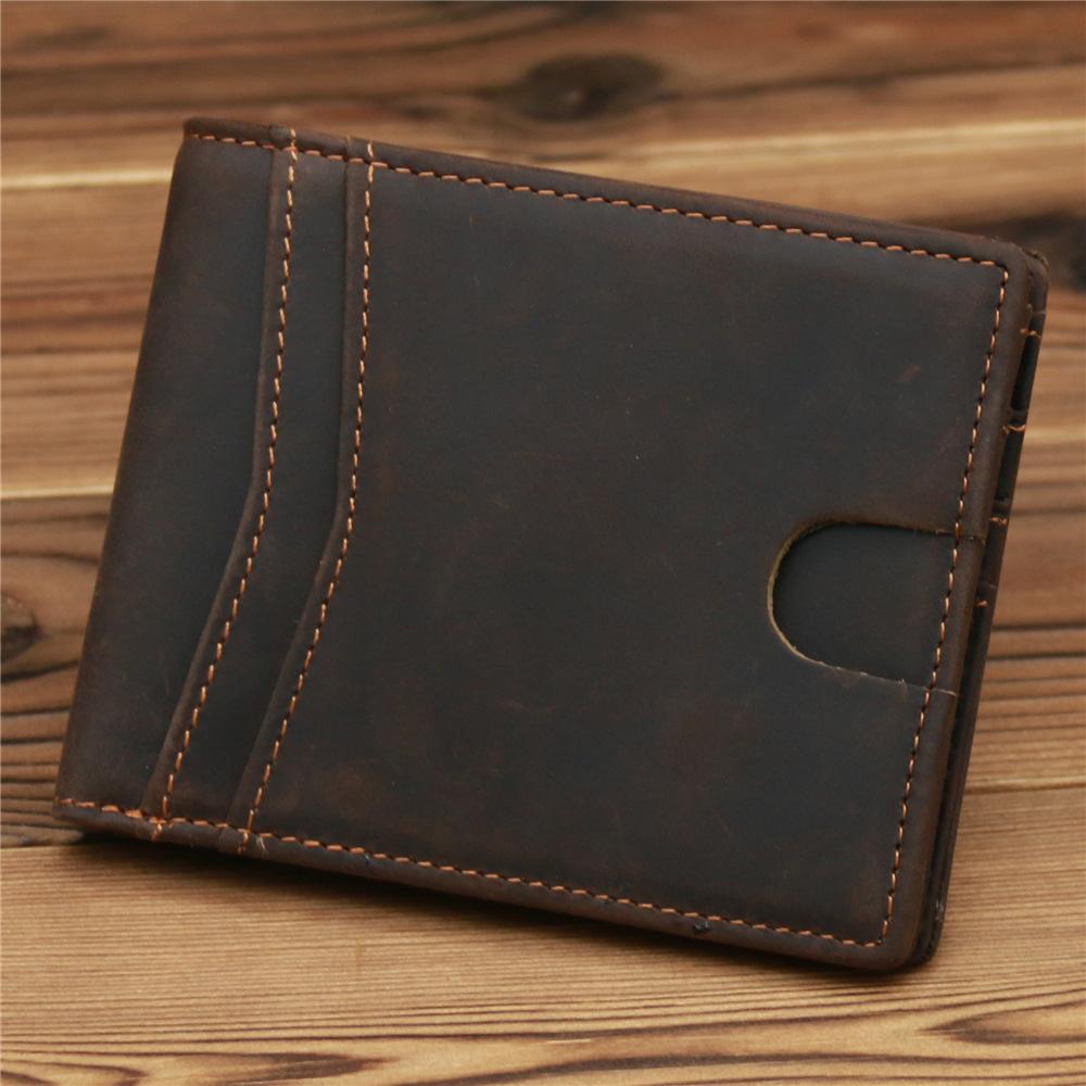 Crazy Horse Leather Wallet Men's Genuine Leather Wallet Driver's License Card Bag Retro