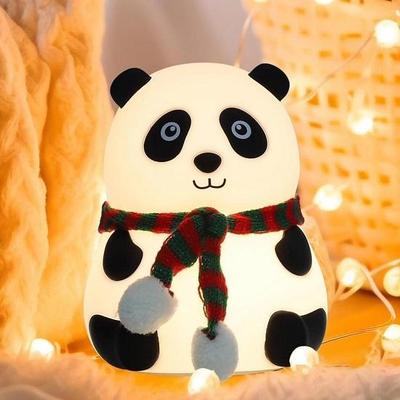 Rechargeable Silicone LED Lamp 7 Colors Perfect -  Panda Night Light for Kids