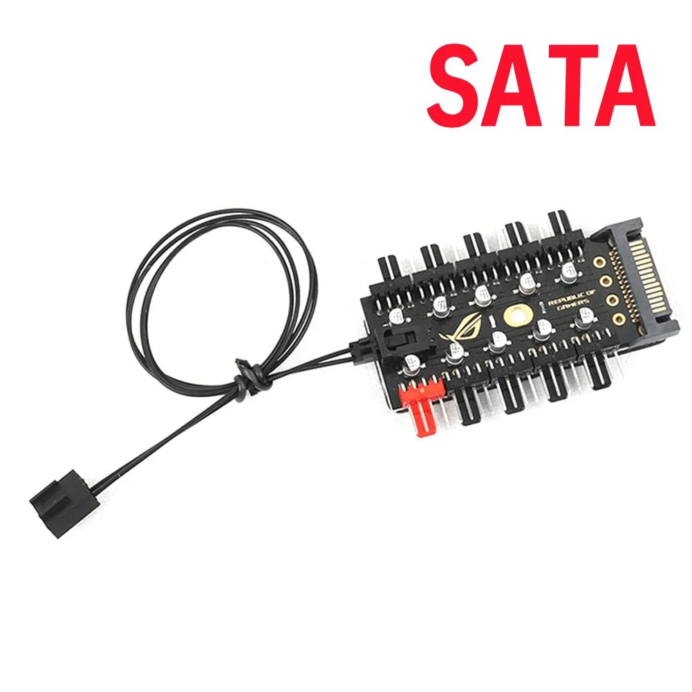 4 Pin PWM Fan HUB Splitter Chassis Cooler Fan PC Strip Control Adapter Socket Temperature Controller Board